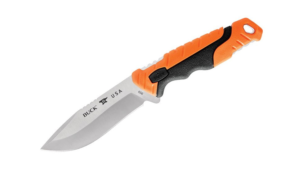 Buck Knives 656 Pursuit Pro Large Knife, 4.5in S35VN Satin Drop Point, Versaflex Orange/Black Handle, 12751