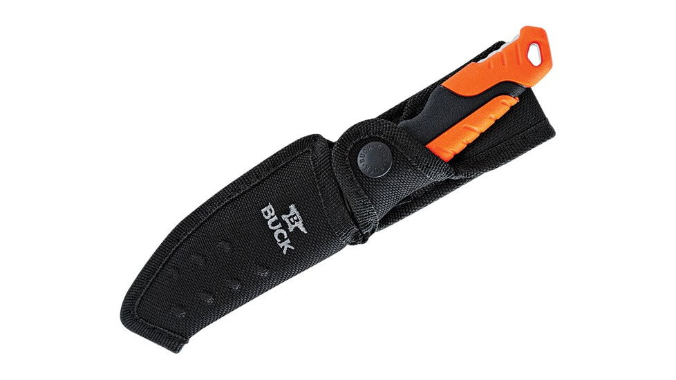 Buck Knives 658 Pursuit Pro Small Knife, 3.75in S35VN Satin Drop Point, Versaflex Orange/Black Handle, 12753