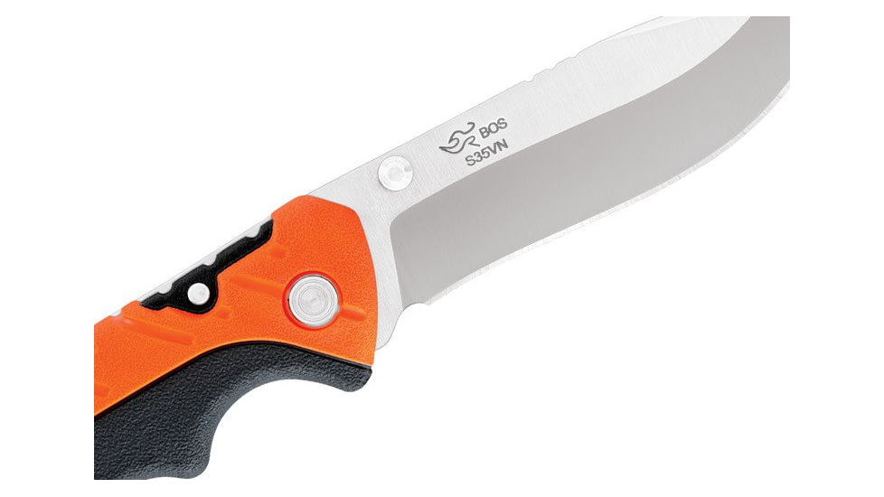 Buck Knives 659 Pursuit Pro Large Folding Knife, 3.6in S35VN Satin Drop Point, Versaflex Orange/Black Handle, 12754