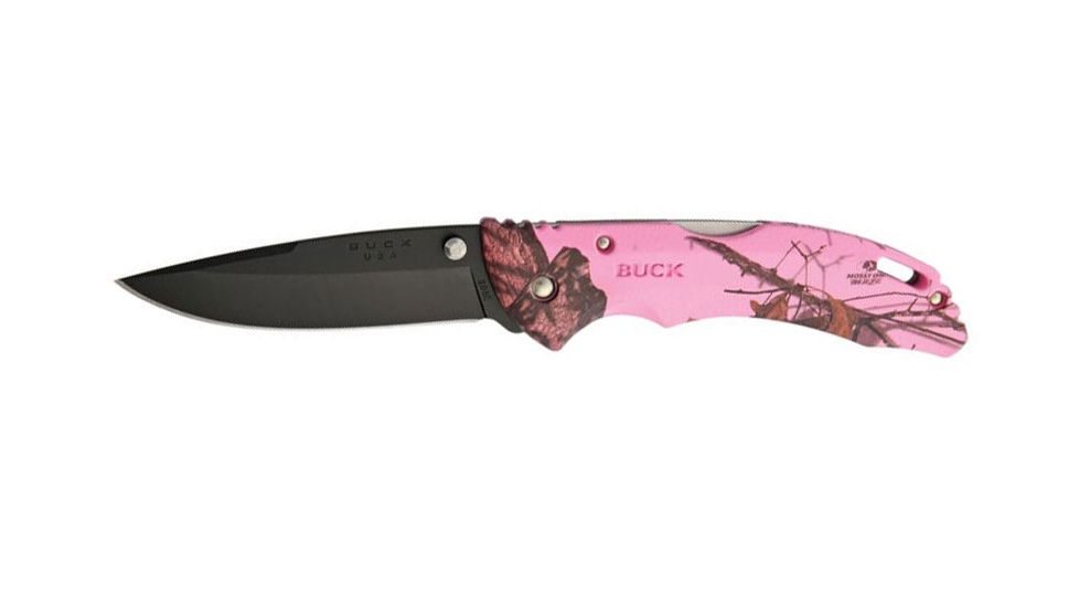 Buck Knives BHW Bantam Pink Camo Folding Knife,3.5in,420HC Steel,Drop Point,Pink Camo,ETP Handle, BU10593