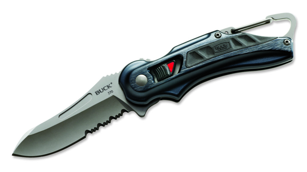 Buck Knives FlashPoint LE Folding Knife, Serrated, Serrated, Black/Titanium Handle 0770BKX1