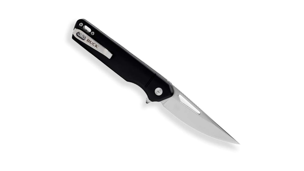 Buck Knives 239 Infusion Assisted Opening Folding Knife, 4.63 in Closed, 3.25 in, 7Cr17MoV, Satin Drop Point Blade, Aluminum, Black Anodized Handle, 0239BKS1B/13549