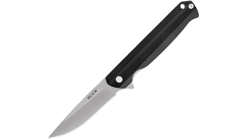 Buck Knives 251 Langford Knife, 3.375in, 7Cr Stainless Steel, Straight, G10, Satin, Black, 0251BKSB/13042