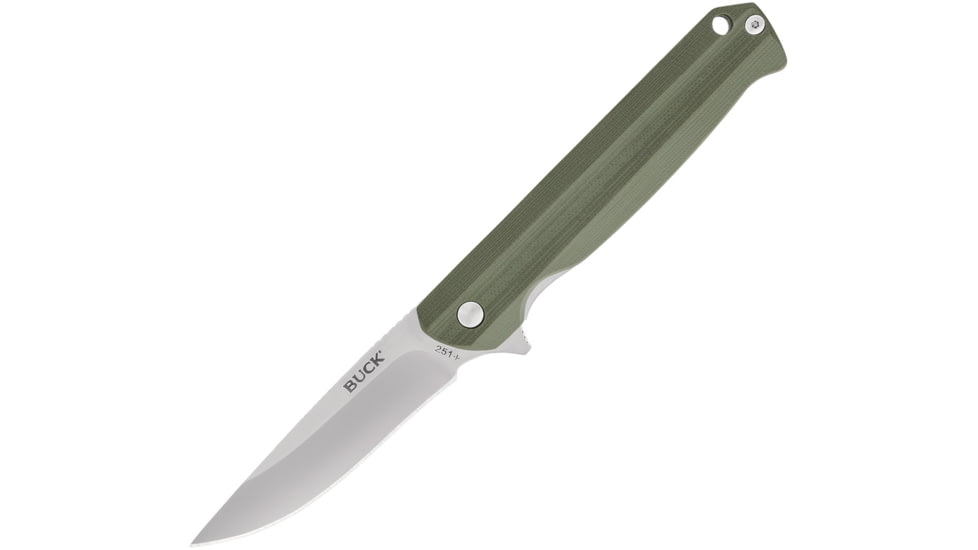 Buck Knives 251 Langford Knife, 3.375in, 7Cr Stainless Steel, Straight, G10, Satin, Green, 0251GRSB/13044