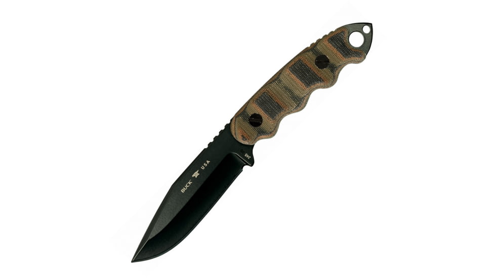 Buck Knives Matt Would Go 2 Fixed Blade Knife, 9in Overall, 4in Black 5160 Carbon Steel Blade, Multi Micarta Handle, Glass Breaker, Black Kydex Belt Sheath, Multi, 12346