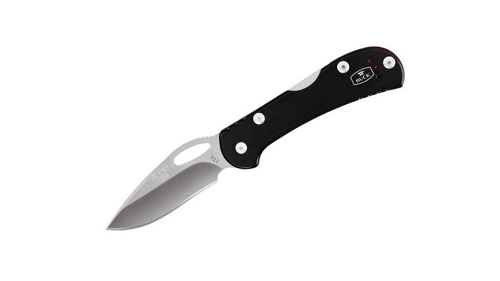 Buck Knives Mini SpitFire Folding Knife, 2.75in, 420HC Stainless Steel, Black Aluminum Handle 0726BKS