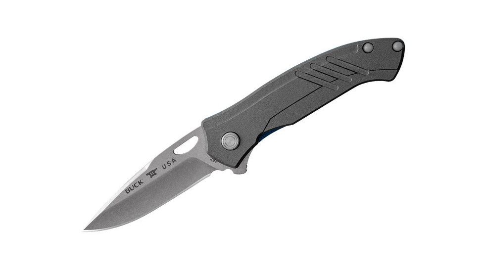 Buck Knives Momentum Folding Knife, 3.125in, S30V steel, Tungsten  Cerakote Coated 6061-T6 Aluminum Handle 0294GYS2