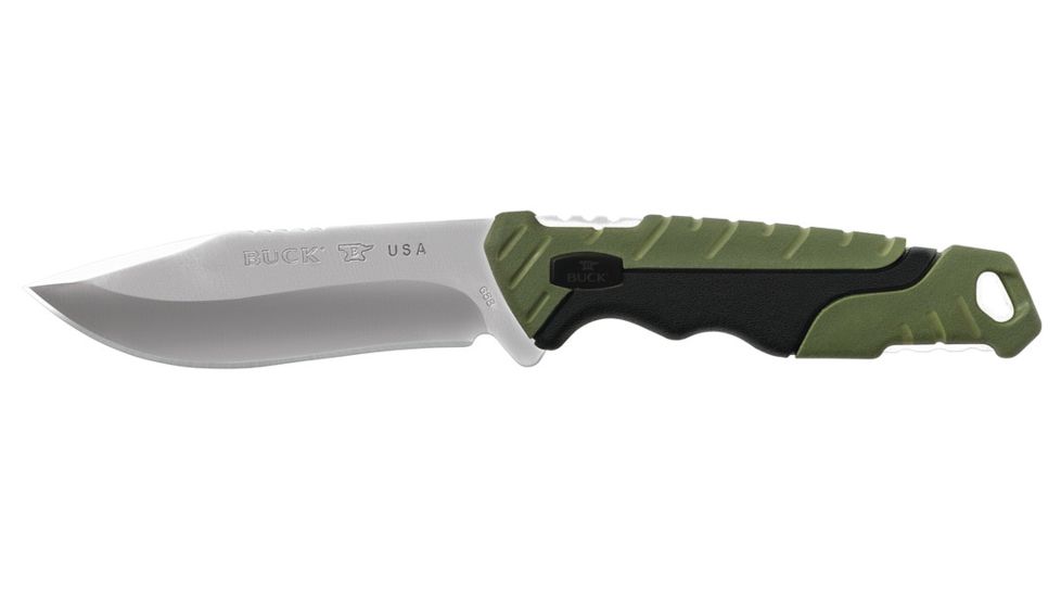Buck Knives Pursuit Fixed Blade Knife, Green/Black Handle, Small 0658GRS