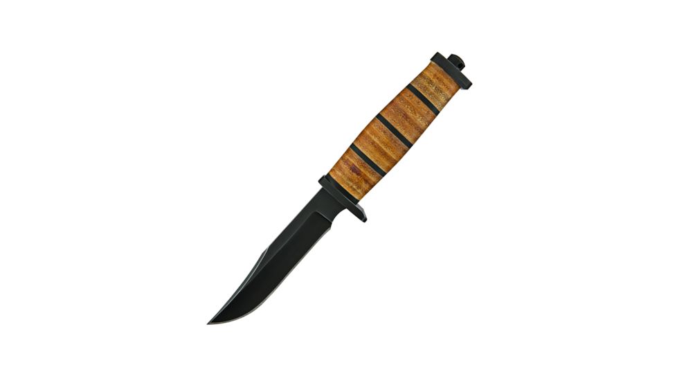 Buck Knives Small Brahma Knive, 420Hc Steel 4 1/2in Black Oxide Finish Blade, Leather/Micarta Handle, 0117BRS