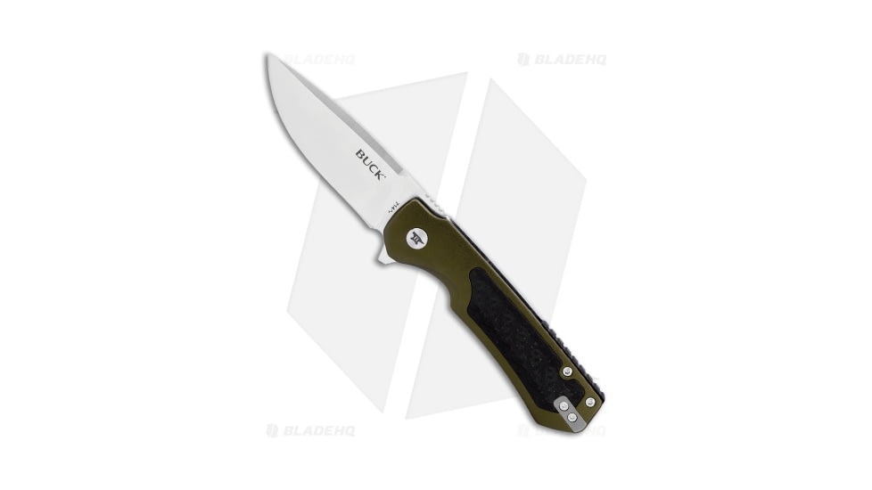 Buck Knives Stinger Frame Folding Knife, 3.00in, D2, Drop Point Blade, Aluminum, Carbon Fiber Blue Handle, Steel/Blue, 7.25in, BHQ-211608