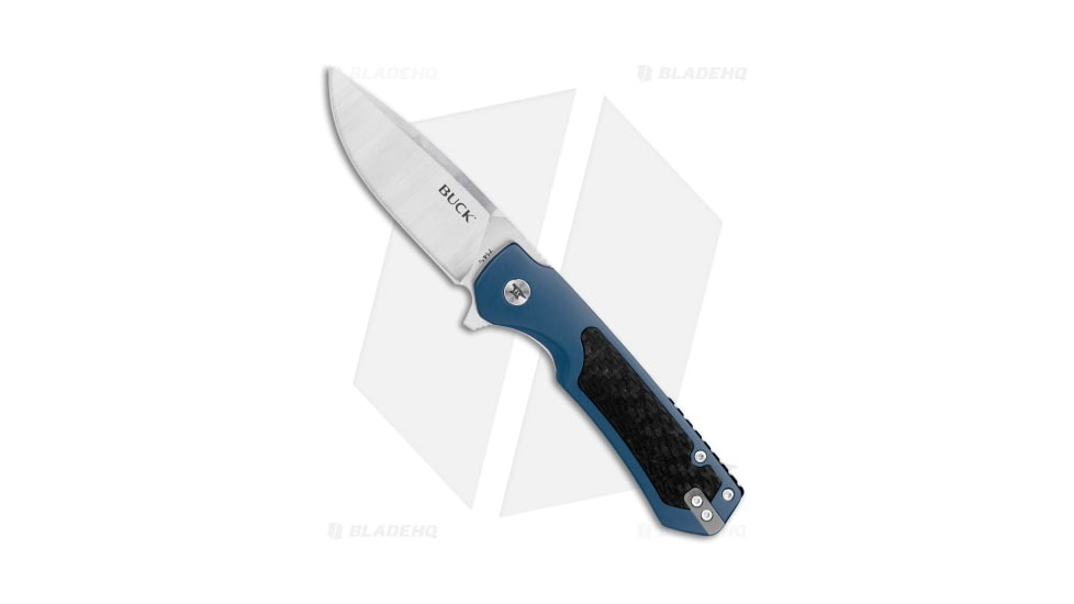 Buck Knives Stinger Frame Folding Knife, 3.00in, D2, Drop Point Blade, Aluminum, Carbon Fiber Green Handle, Steel/Green, 7.25in, BHQ-211609