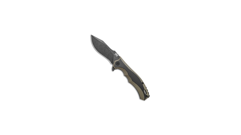 Buck N Bear Buck N Bear EDC Diesel Frame Lock Knife CF/OD Green G-10 4" Black SW, Black/OD Green, Sandvik 14C28N, adult, BHQ-140498