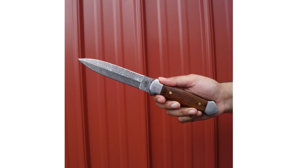 BucknBear Damascus Dagger with Walnut Burlwood Handle, Silver, Wood, BNB15255