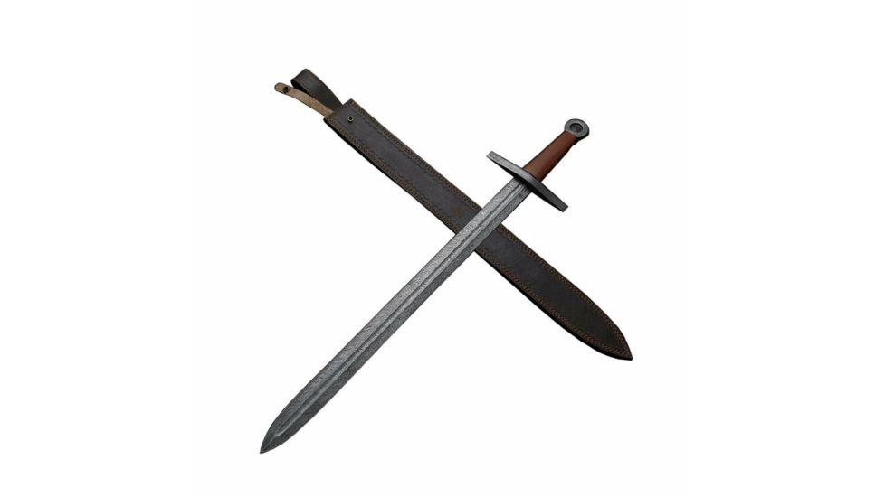 BucknBear Damascus Roman Sword, Silver Blade, NSN N BNB81203SW