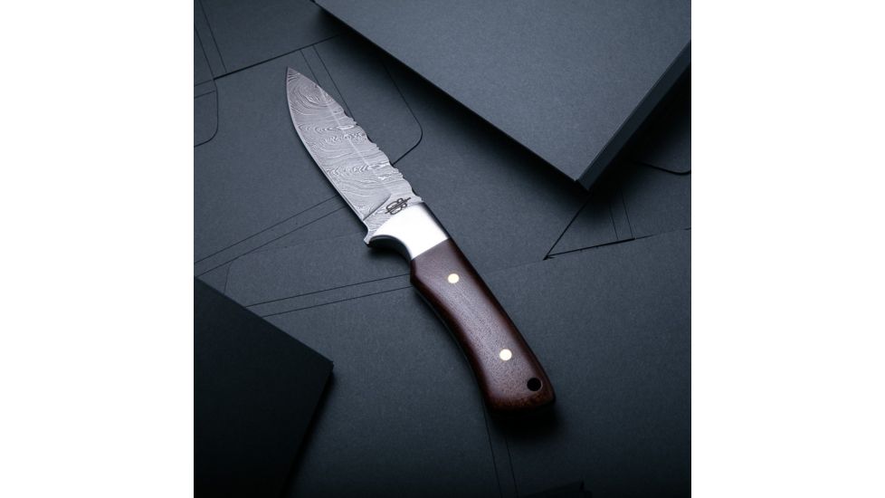 BucknBear Drop Point Classic Hunter Fixed Knife, Silver  Blade, NSN N BNB137198