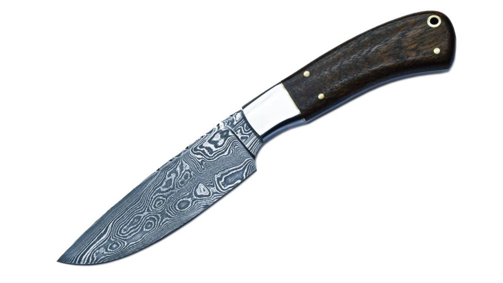 BucknBear Hunter Fixed Knife, Walnut, Silver Blade, NSN N BNB15917