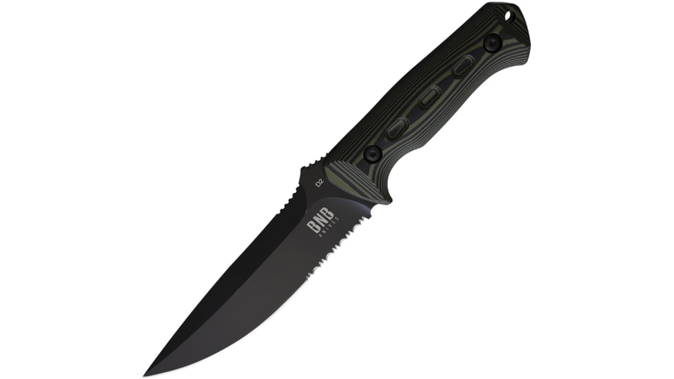 BucknBear Micarta Fixed Blade Knife, 4.25 Damascus steel blade, Black and blue canvas micarta handle, BNB10081C