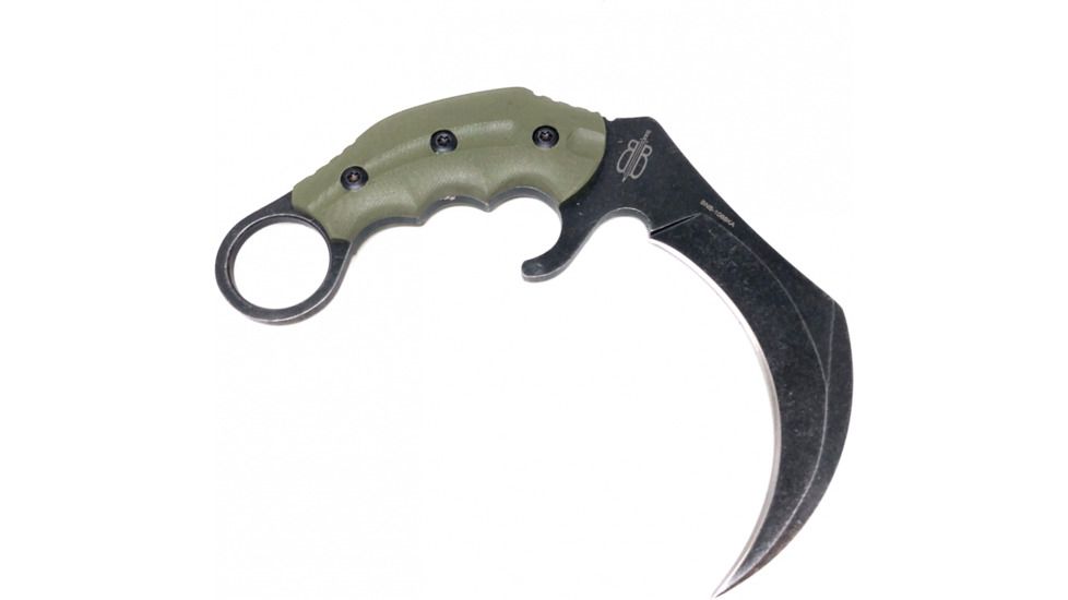 BucknBear Velociraptor Claw Karambit with 440C Handle, Black, Green, BNB1066KABGB
