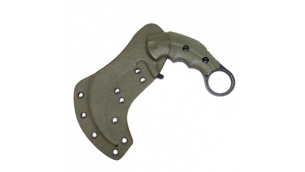 BucknBear Velociraptor Claw Karambit with 440C Handle, Black, Green, BNB1066KABGB