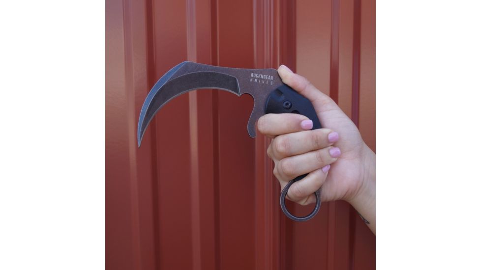 BucknBear Velociraptor Claw Karambit with G10 Handle, Black, Black, BNB1066KAB