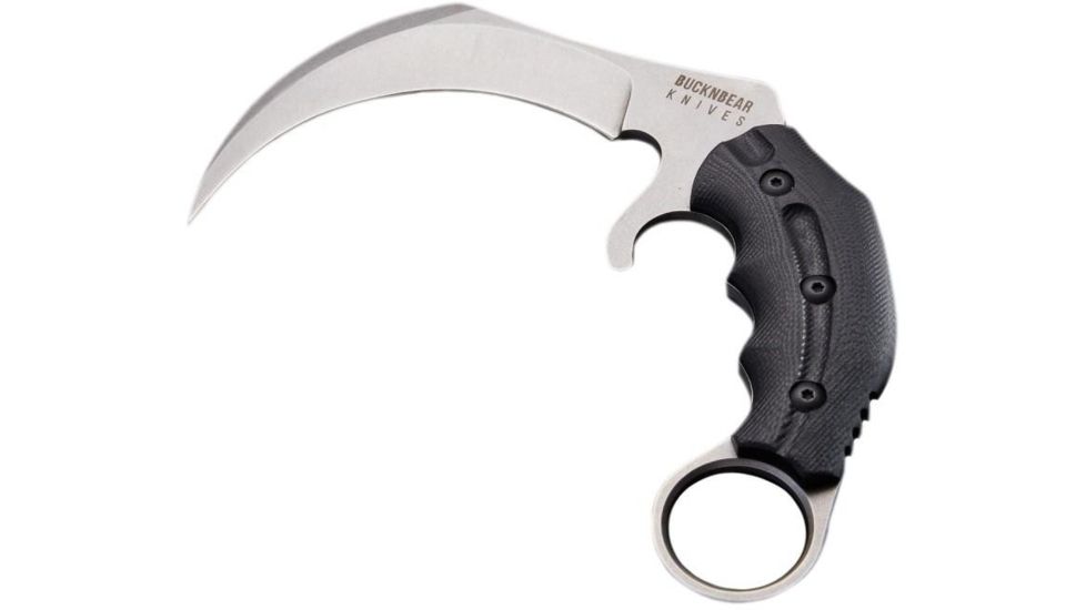 BucknBear Velociraptor Claw Karambit with G10 Handle, Black, Silver, BNB1066KAS