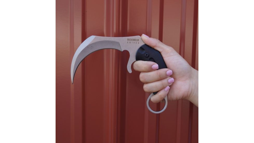 BucknBear Velociraptor Claw Karambit with G10 Handle, Black, Silver, BNB1066KAS