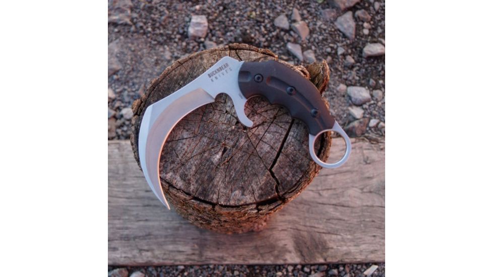 BucknBear Velociraptor Claw Karambit with G10 Handle, Black, Silver, BNB1066KAS