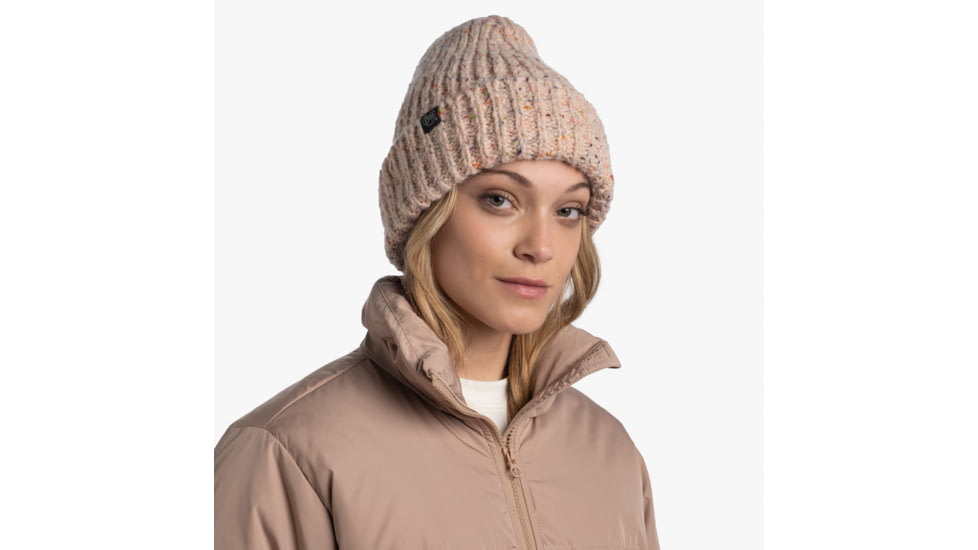 Buff Knitted &amp; Fleece Beanie, Pale Pink, 129698.508.10.00