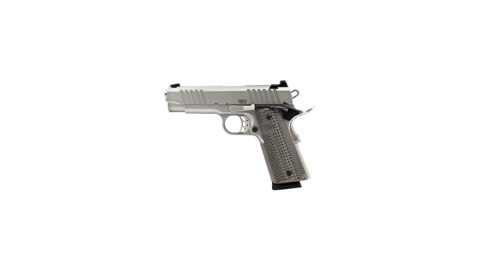 BUL Armory USA 1911-Commander Pistol, .45 ACP, 4.25in barrel, stainless steel frame, custom G10 grip, recoil operated semi-automatic, Novak, 8 round magazine, BUL1911CR454.251FRRMPG