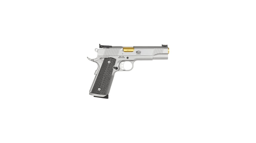 BUL Armory USA 1911-Trophy Pistol, 9mm Luger, 5in barrel, stainless steel frame, custom G10 grip, recoil operated semi-automatic, fiber-optic front, adj. target rear, 10 round magazine, BUL-1911 TY-9MM-5-1-FRRMPG