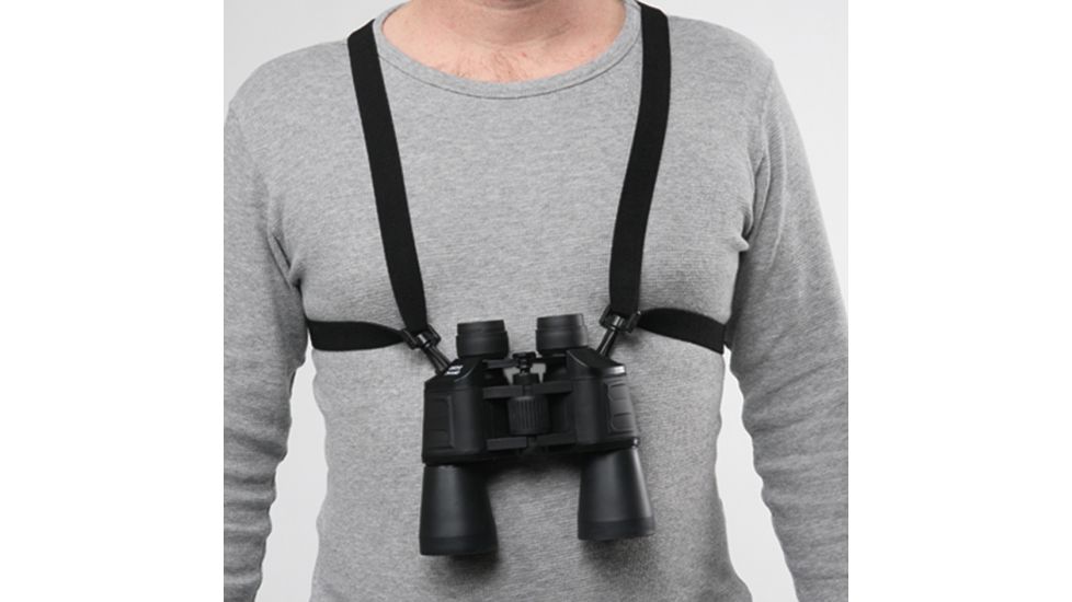 Bulldog Cases &amp; Vaults Black Adjustable/Stretching Binocular Harness with Leather, Back