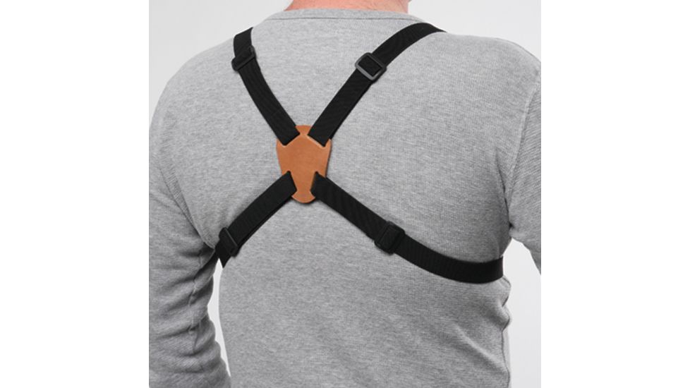 Bulldog Cases &amp; Vaults Black Adjustable/Stretching Binocular Harness with Leather, Back