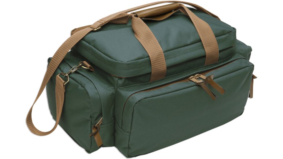 Bulldog Cases &amp; Vaults Deluxe Green Sporting Clays Range Bag w/ Tan Trim BD881
