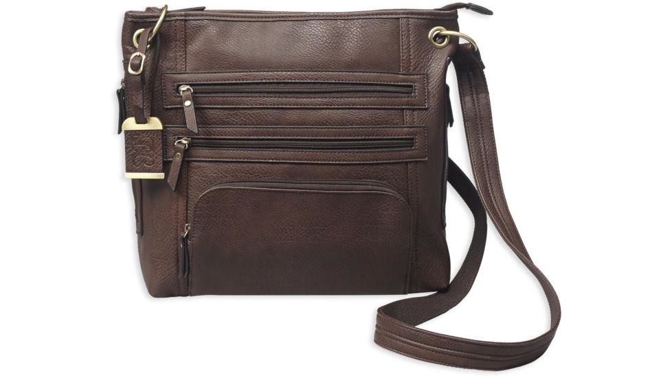 Bulldog Cases &amp; Vaults Large Cross Body Style Purse w/Holster, Chocolate Brown, BDP-039