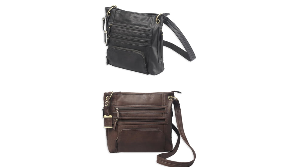 Bulldog Cases Large Cross Body Style Purse w/Holster, Black, Chocolate Brown