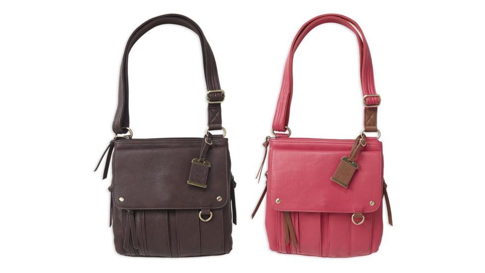 Bulldog Cases Medium Cross Body Style Purse w/Holster, Chocolate Brown, Pink