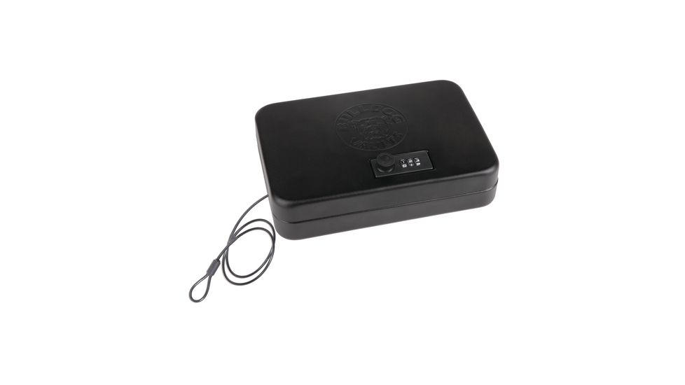 Bulldog Cases &amp; Vaults Personal Safe With Combination Lock And Security Cable Exterior Dimensions 9.5 X 6.5 X 2 Inches