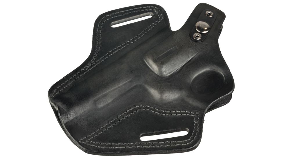 Bulldog Cases &amp; Vaults Right Hand Black Molded Revolver Leather Holster with Thumb Break, Medium LMH-RM