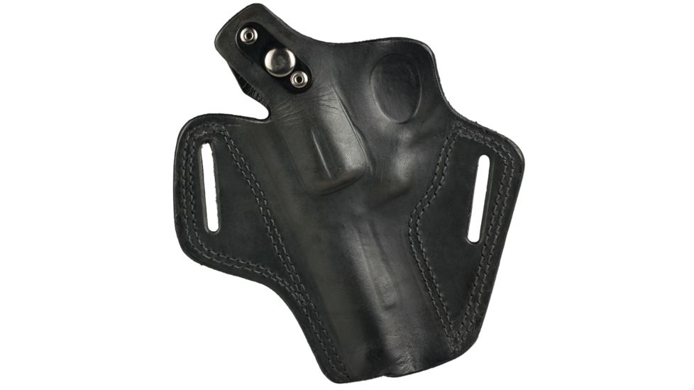 Bulldog Cases &amp; Vaults Right Hand Black Molded Revolver Leather Holster with Thumb Break, Medium LMH-RM