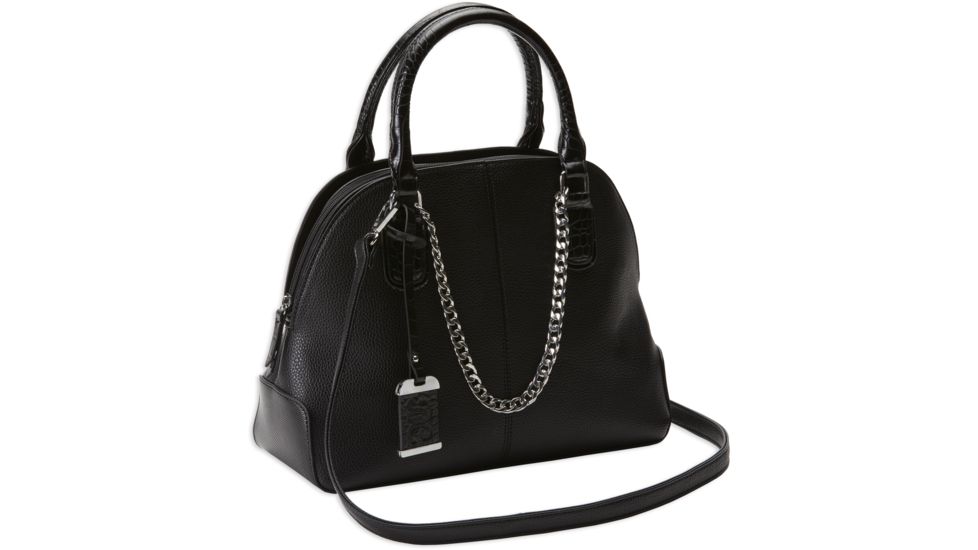 Bulldog Cases &amp; Vaults Satchel Style Purse w/Holster, Trim and Chain, Black, BDP-021