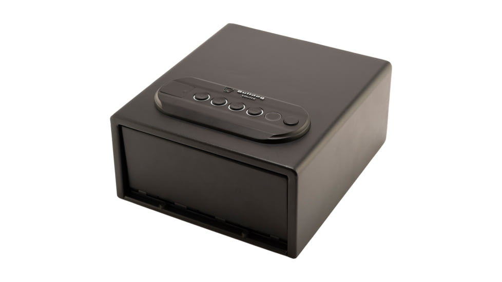 Bulldog Cases Single Pistol Vault, 11 inx8 inx5 in, Trio Lock-Key, LED Code and Biometric Fingerprint Reader, Standard Front Style Safe, Black, BD70TV