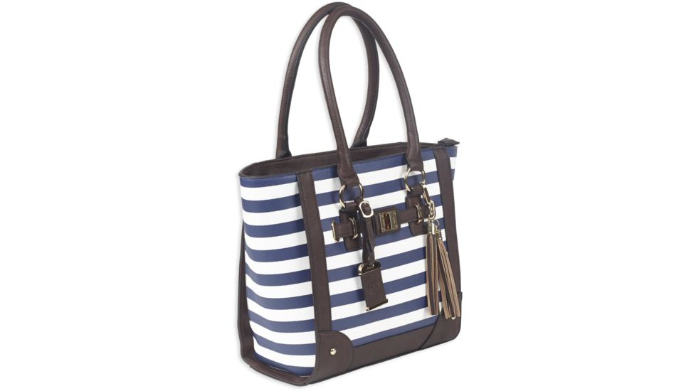 Bulldog Cases &amp; Vaults Tote Style Purse w/Holsters - Navy Stripe, Navy, BDP-050