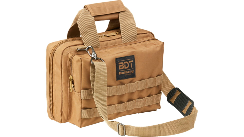 Bulldog Cases &amp; Vaults Deluxe 2 Pistol Range Bag w/ Strap &amp; MOLLE, Tan, BDT917T
