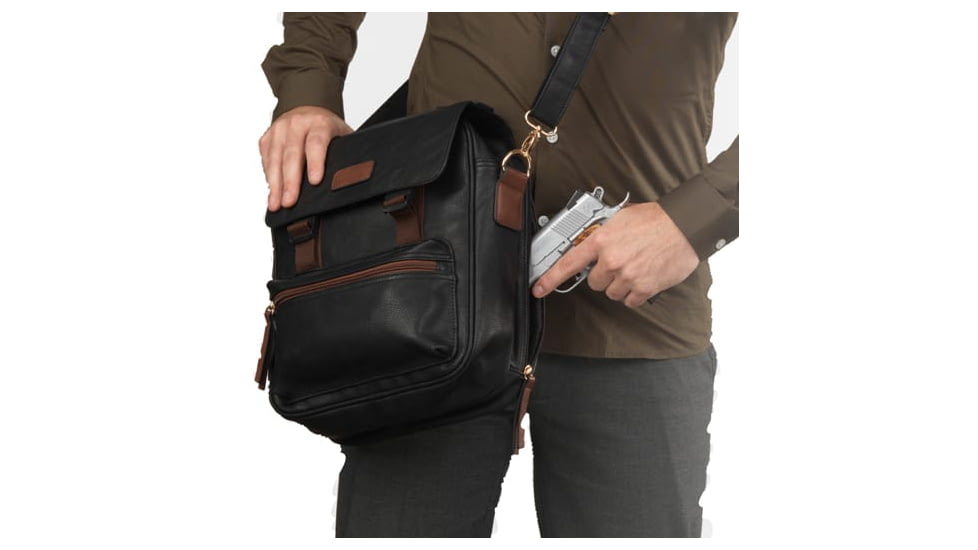 Bulldog Cases &amp; Vaults Urban Satchel w/ Tablet Storage and Holster w/Brown, Black, BDP-060