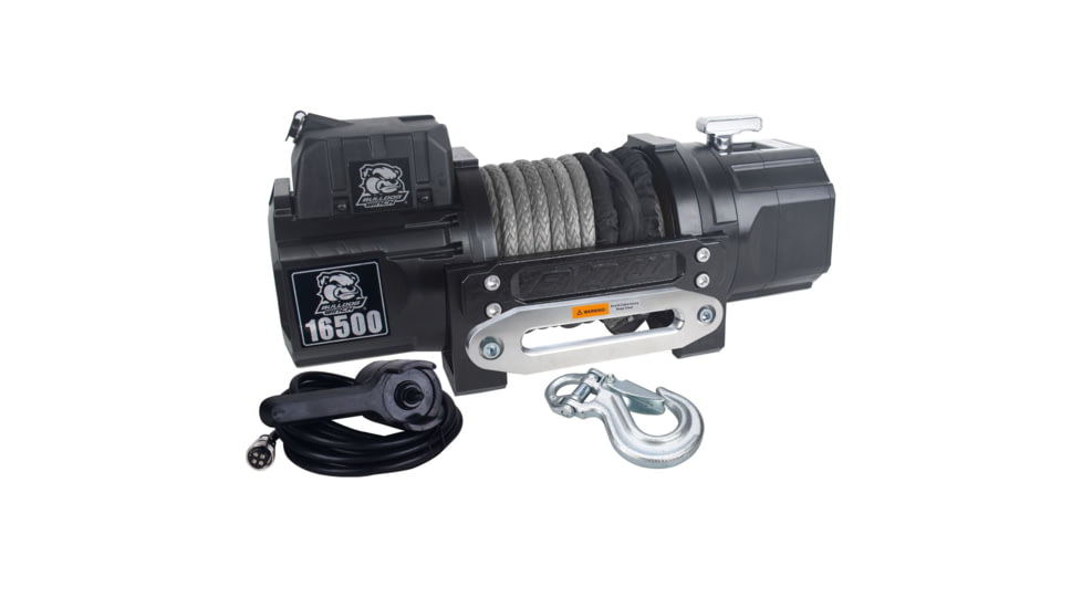 Bulldog Winch 16500lb Heavy-Duty Winch, 80ft Synthetic Rope, 10058