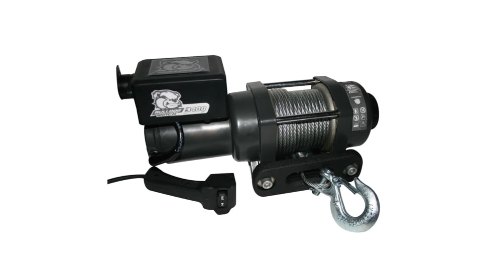 Bulldog Winch 3400lb Trailer/Utility Winch, 45ft Wire Rope, Roller Fairlead, Mnt Plate, 15017