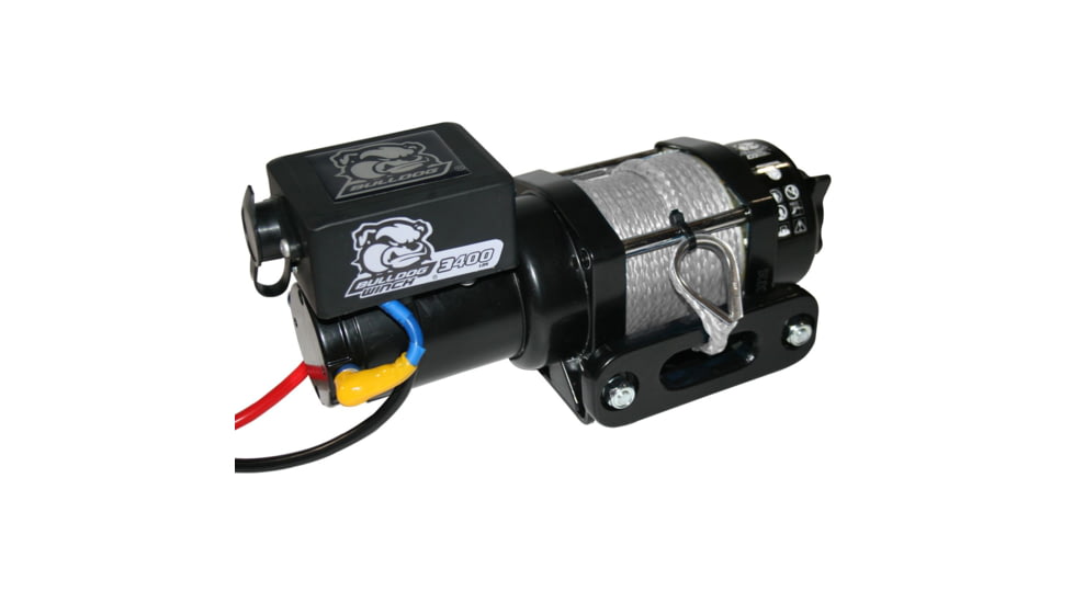 Bulldog Winch 3400lb Trailer/Utility Winch, 50ft Synth Rope, Roller Fairlead, Mnt Plate, 15018