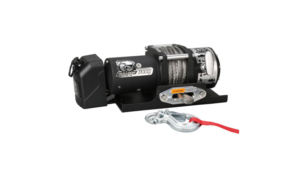 Bulldog Winch 7800lb Trailer Winch, 50ft Synth Rope, Roller Fairlead, Mnt Plate, Low Profile, 10032