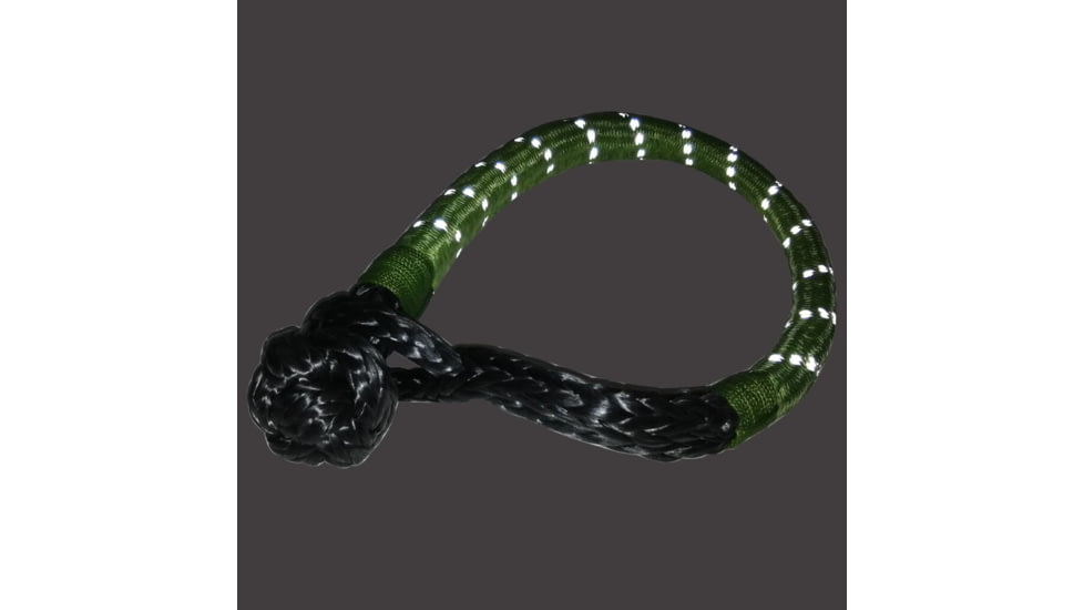 Bulldog Winch AR Rope Shackle, 10mm, 30K BS, 8in dia Loop, Reflective, Green, 20393