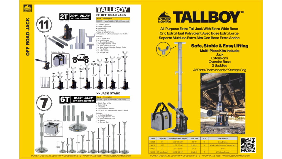 Bulldog Winch 12pc TallBoy Off Road Jack 12T
